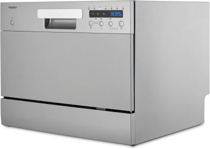 MEDION Tischgeschirrspüler DWT60 (6 Gedecke Fassungsvermögen, 7 Programme, ECO Programm, ca. 6,5 Liter Verbrauch, AquaStop, LED Display, Kindersicherung, MD37496) silber 1