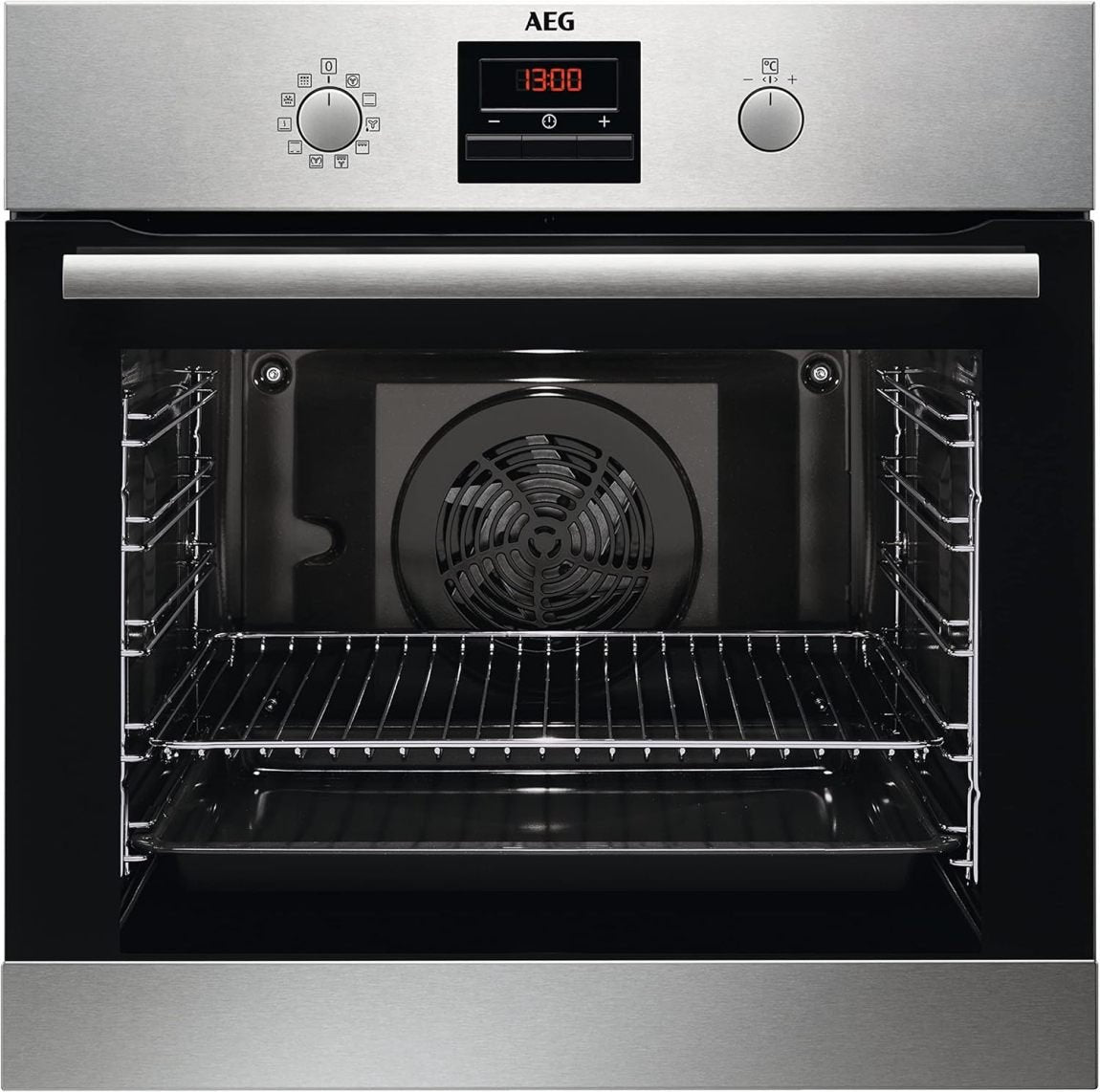 AEG Einbaubackofen – Serie 5 Ringheißluft: Gleichmäßige Garergebnisse auf 3 Ebenen – Pyrolyse Selbstreinigung – 25 Automatikprogramme – LED-Touchdisplay – Schnellaufheizung – Schwarz – BPE53516AB