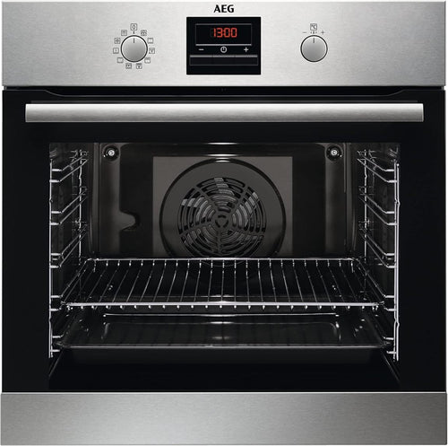 AEG Einbaubackofen – Serie 5 Ringheißluft: Gleichmäßige Garergebnisse auf 3 Ebenen – Pyrolyse Selbstreinigung – 25 Automatikprogramme – LED-Touchdisplay – Schnellaufheizung – Schwarz – BPE53516AB