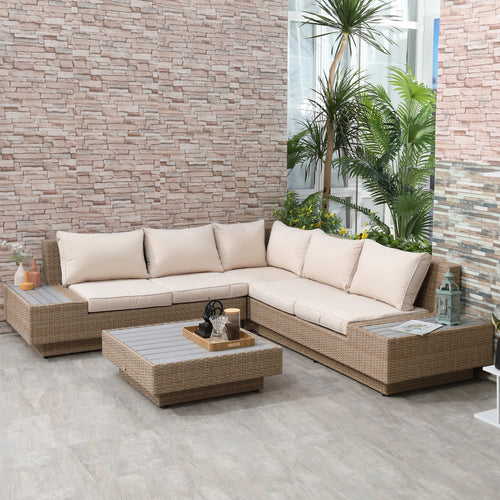 Outsunny Gartenmöbelset 4-teilig wetterfest mit Ablage Polyrattan