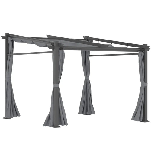 Outsunny Pergola mit ausziehbarem Dach Seilzugsystem