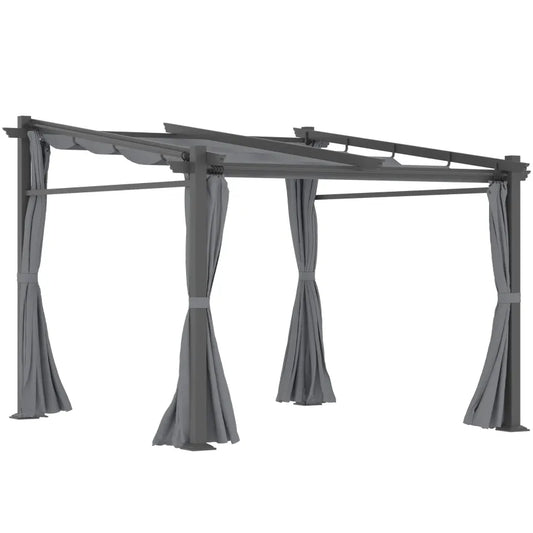 Outsunny Pergola mit ausziehbarem Dach Seilzugsystem
