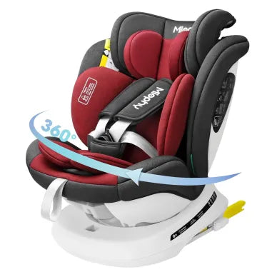Miophy I-Size 360°drehbar Kindersitz, Gruppe 0+1/2/3, 0-12 Jahre, 40-150 cm, Baby Autositz mit isofix(i-Wein)