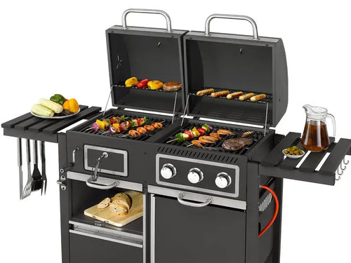 tepro Toronto Kombi Kohle-Gas-Grill – Vielseitiger Grillspaß mit Gas- und Holzkohlefunktion