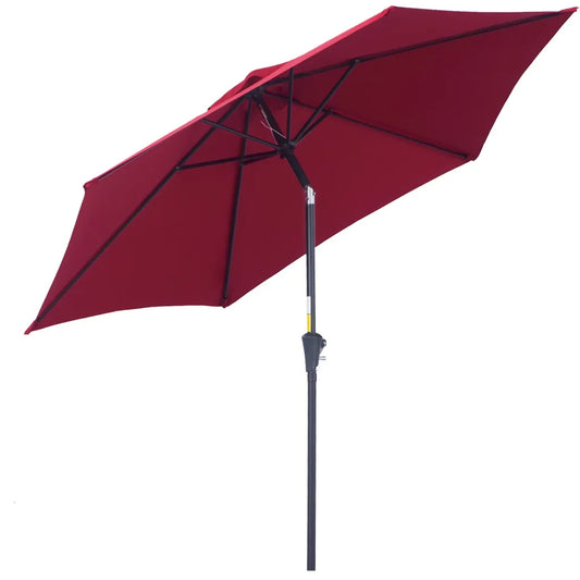 Outsunny Sonnenschirm Kippfunktion Handkurbel Aluminium Rot