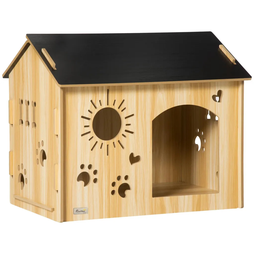 PawHut Hundehütte mit niedlichen Lüftungsöffnungen geräumig