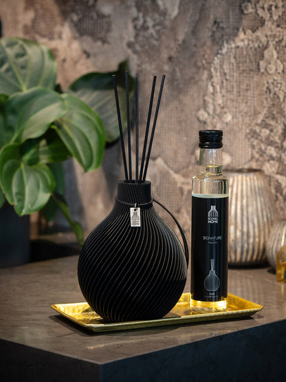 Duftvase Sphere - Raumduft Diffuser Set mit Duftöl und Duftstäbchen | deep black