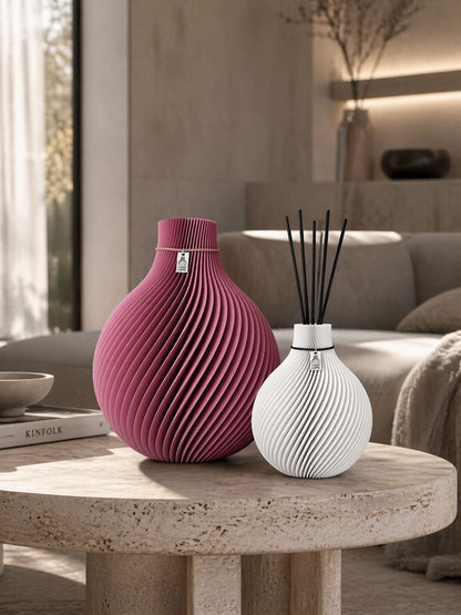Große Vase Sphere und kleine Duftvase - Berry & White