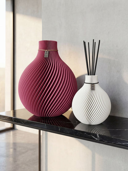 Große Vase Sphere und kleine Duftvase - Berry & White