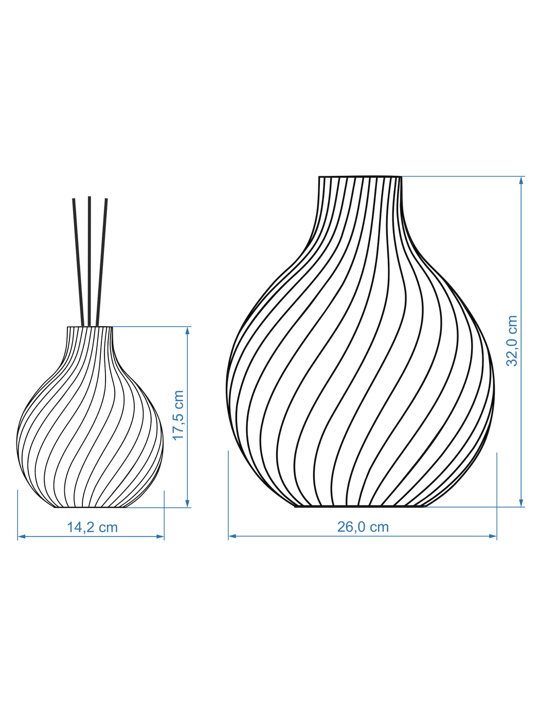 Große Vase Sphere und kleine Duftvase