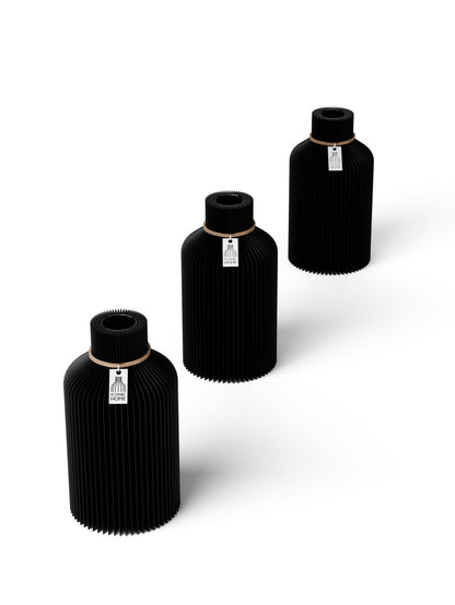 Tischvase Pure naturfarbenes Band Set 3 Vasen 15 cm deep black ICONIC HOME