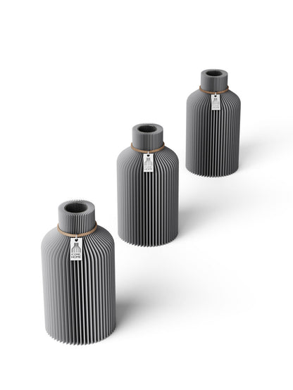 Tischvase Pure naturfarbenes Band Set 3 Vasen 15 cm dreamy gray ICONIC HOME