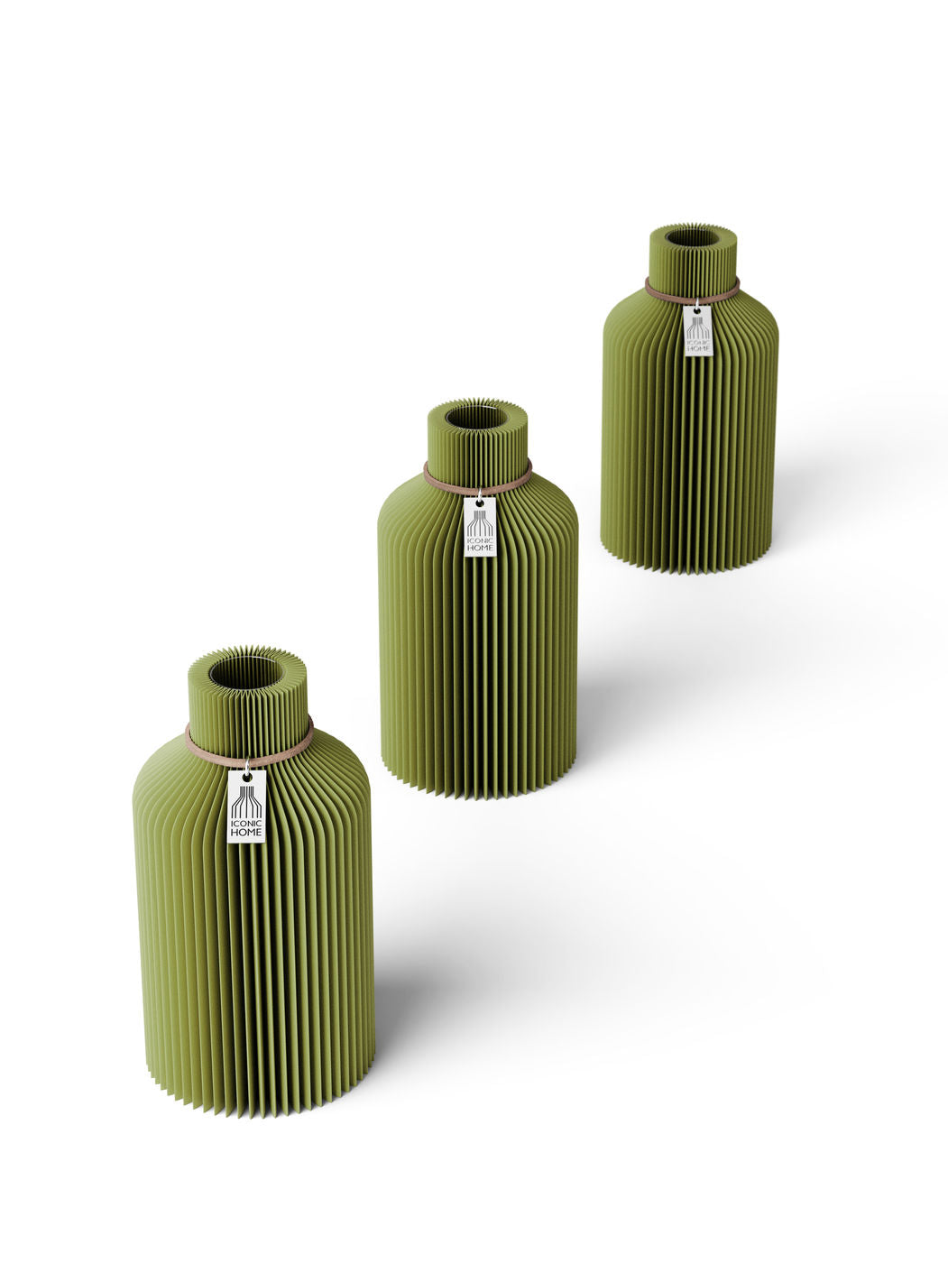 ICONIC HOME Tischvase Pure naturfarbenes Band 15 cm Matcha Green