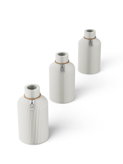 Tischvase Pure naturfarbenes Band Set 3 Vasen 15 cm pure white ICONIC HOME