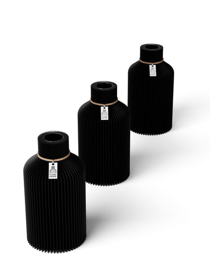 Tischvase Pure naturfarbenes Band Set 3 Vasen 17,5 cm deep black ICONIC HOME