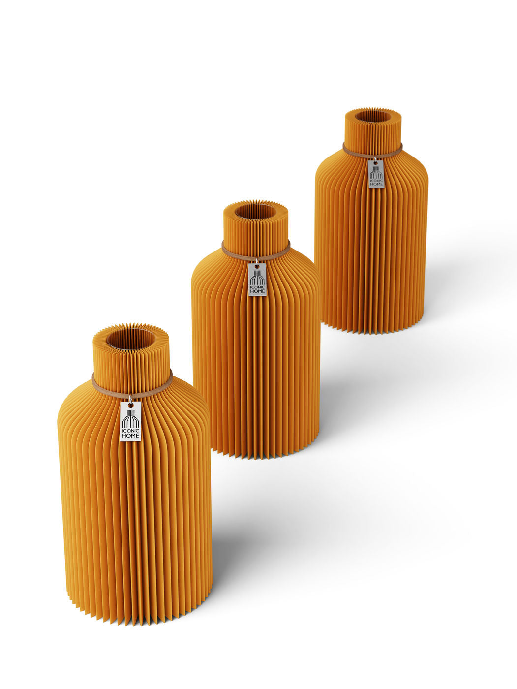 Tischvase Pure Naturfarbenes Band Set aus 3 Vasen 17 cm Golden Sunrise