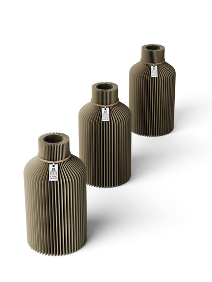 Tischvase Pure naturfarbenes Band Set 3 Vasen 17,5 cm mystic mud ICONIC HOME