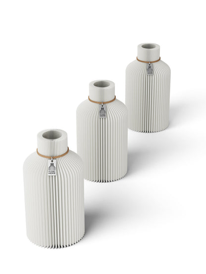 Tischvase Pure naturfarbenes Band Set 3 Vasen 17,5 cm pure white ICONIC HOME