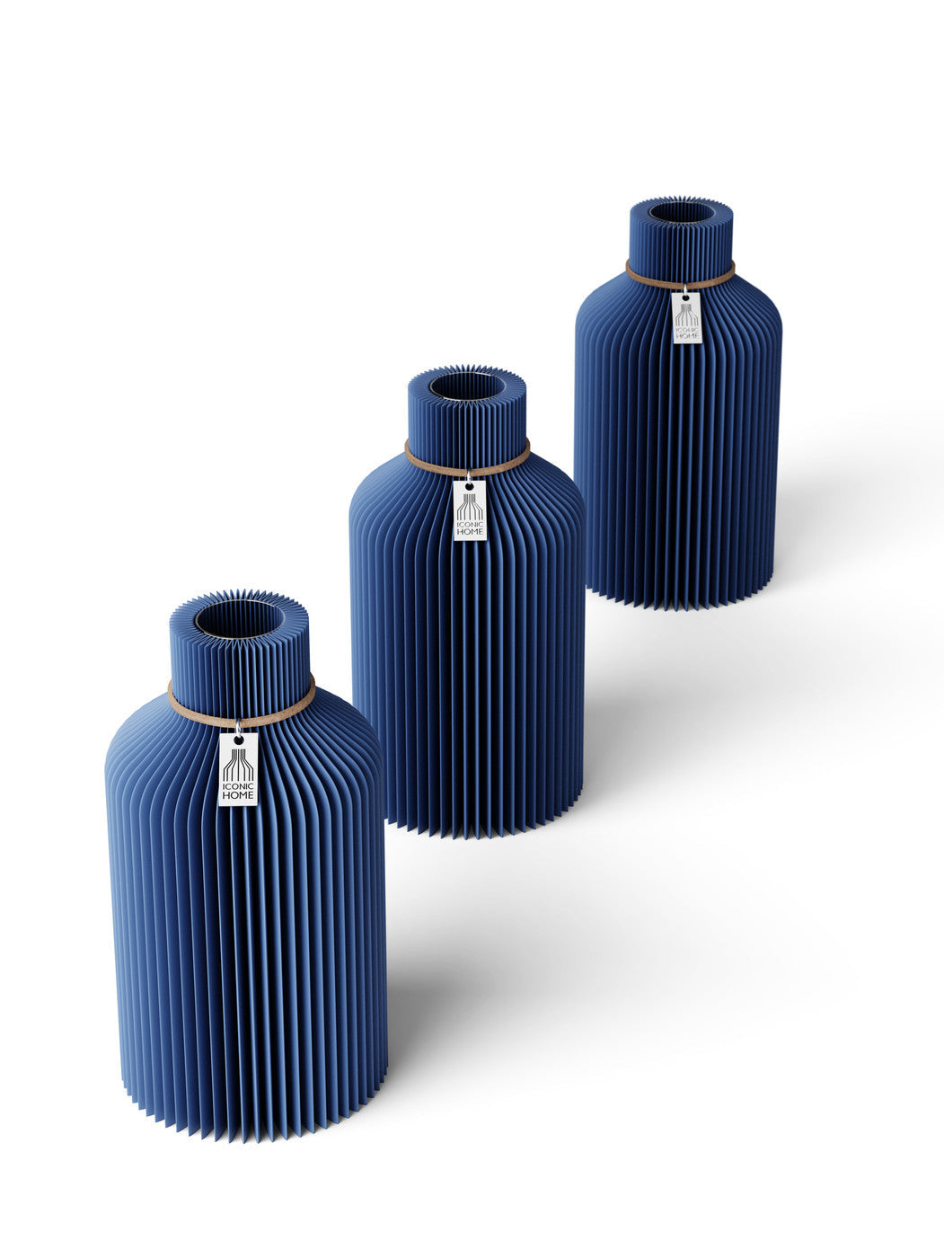 Tischvase Pure Naturfarbenes Band 3er-Set 17,5 cm Sea Blue ICONIC HOME