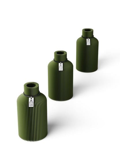 Tischvase Pure schwarzes Band Set 3 Vasen 15 cm moss green ICONIC HOME