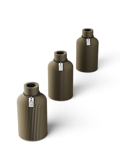 Tischvase Pure schwarzes Band Set 3 Vasen 15 cm mystic mud ICONIC HOME