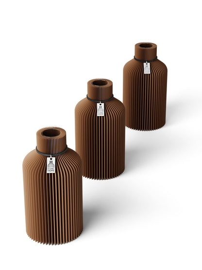 Tischvase Pure schwarzes Band Set 3 Vasen 17,5 cm choco brown ICONIC HOME