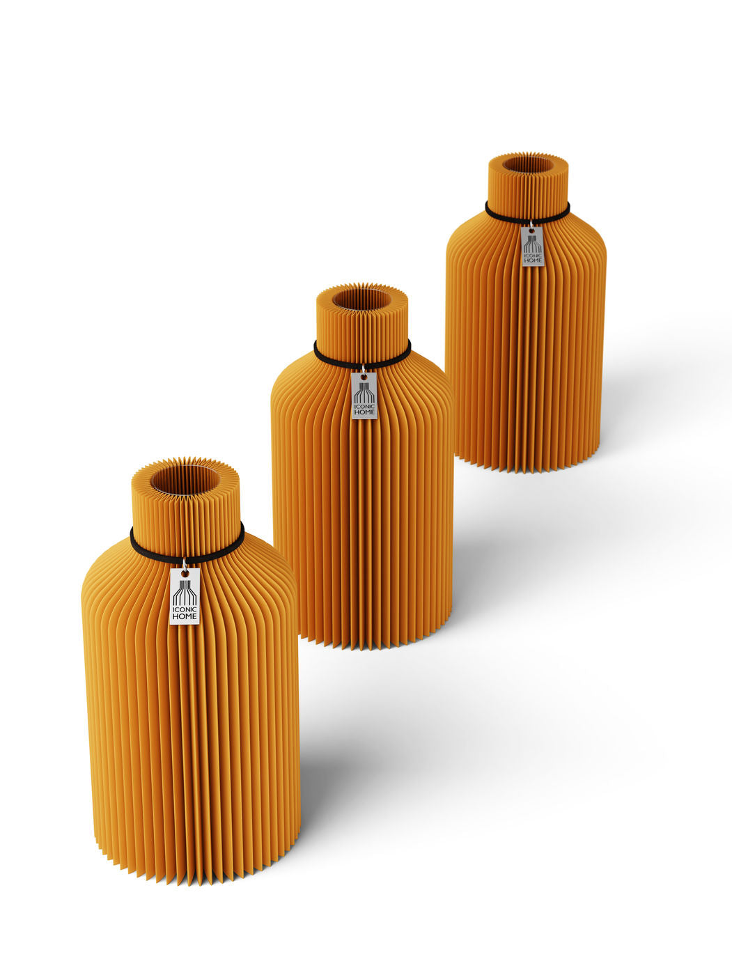 Tischvase Pure Schwarzes Band Set aus 3 Vasen 17 cm Golden Sunrise