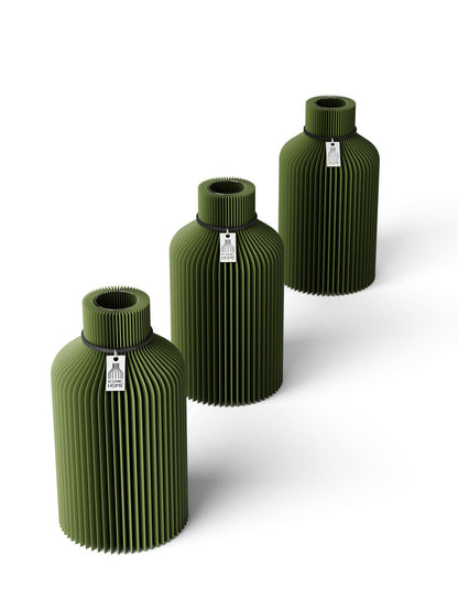 Tischvase Pure schwarzes Band Set 3 Vasen 17,5 cm moss green ICONIC HOME