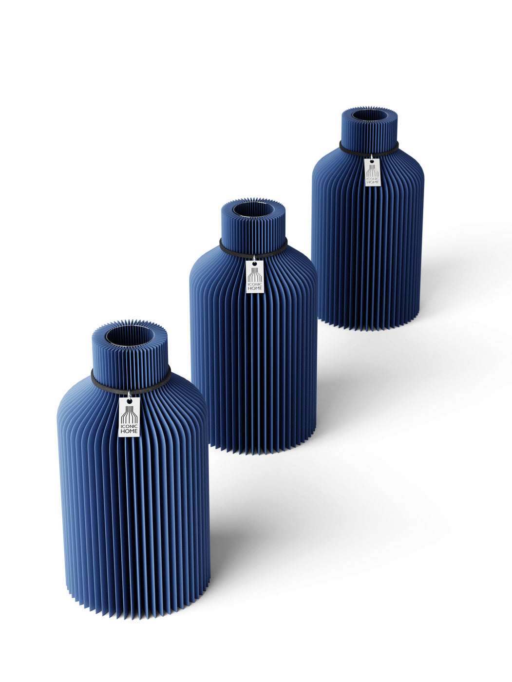 Tischvase Pure Schwarzes Band 3er-Set 17,5 cm Sea Blue ICONIC HOME
