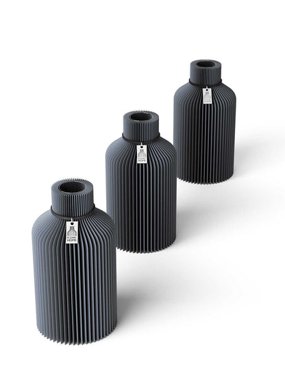Tischvase Pure schwarzes Band 3 Vasen 17,5 cm Shadow Gray ICONIC HOME