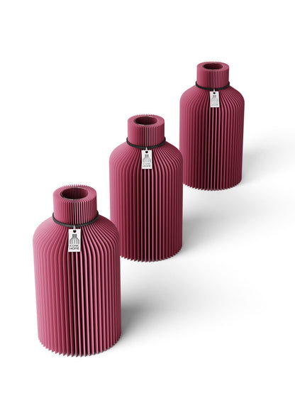 Tischvase Pure schwarzes Band 3 Vasen 17,5 cm soft berry ICONIC HOME