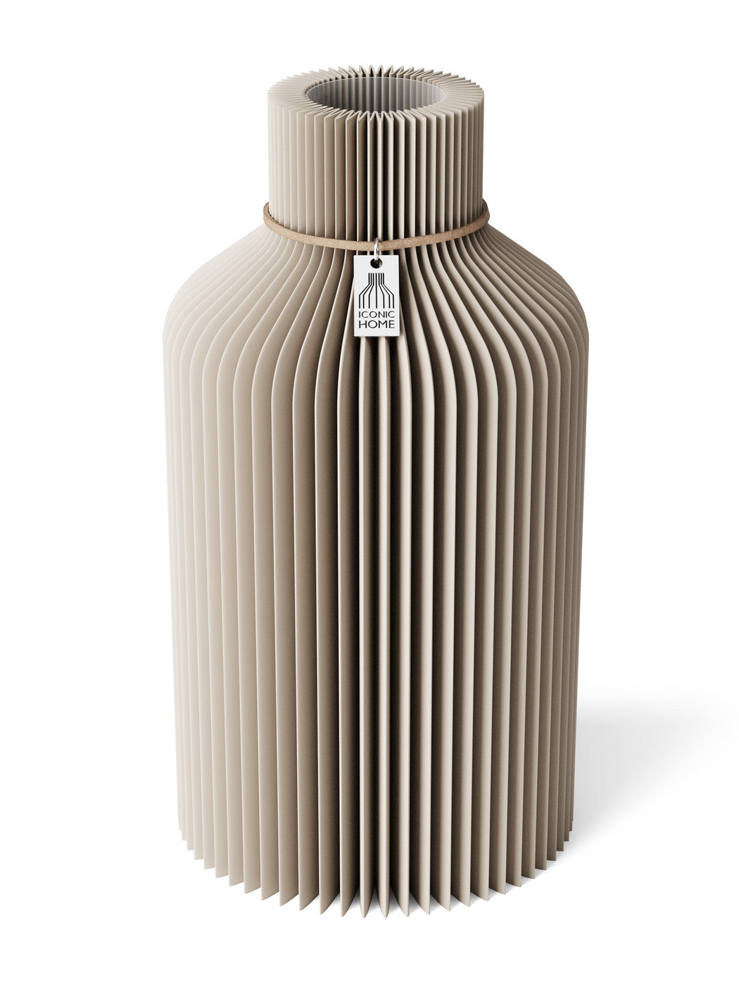 Vase Pure Cozy Greige 28 cm ICONIC HOME Naturfarbenes Band