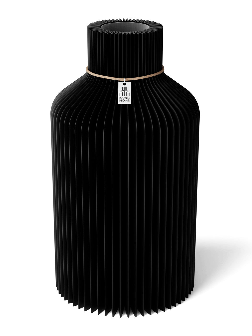 Vase Pure Deep Black 35 cm ICONIC HOME Naturfarbenes Band