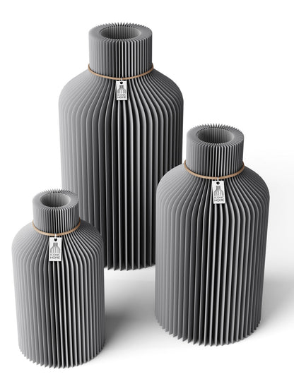 3 Vasen Set Pure Dreamy Gray ICONIC HOME Naturfarbenes Band