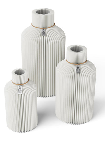 3 Vasen Set Pure Pure White ICONIC HOME Naturfarbenes Band