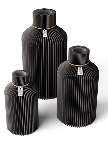 3 Vasen Set Pure Stormy Gray ICONIC HOME Naturfarbenes Band