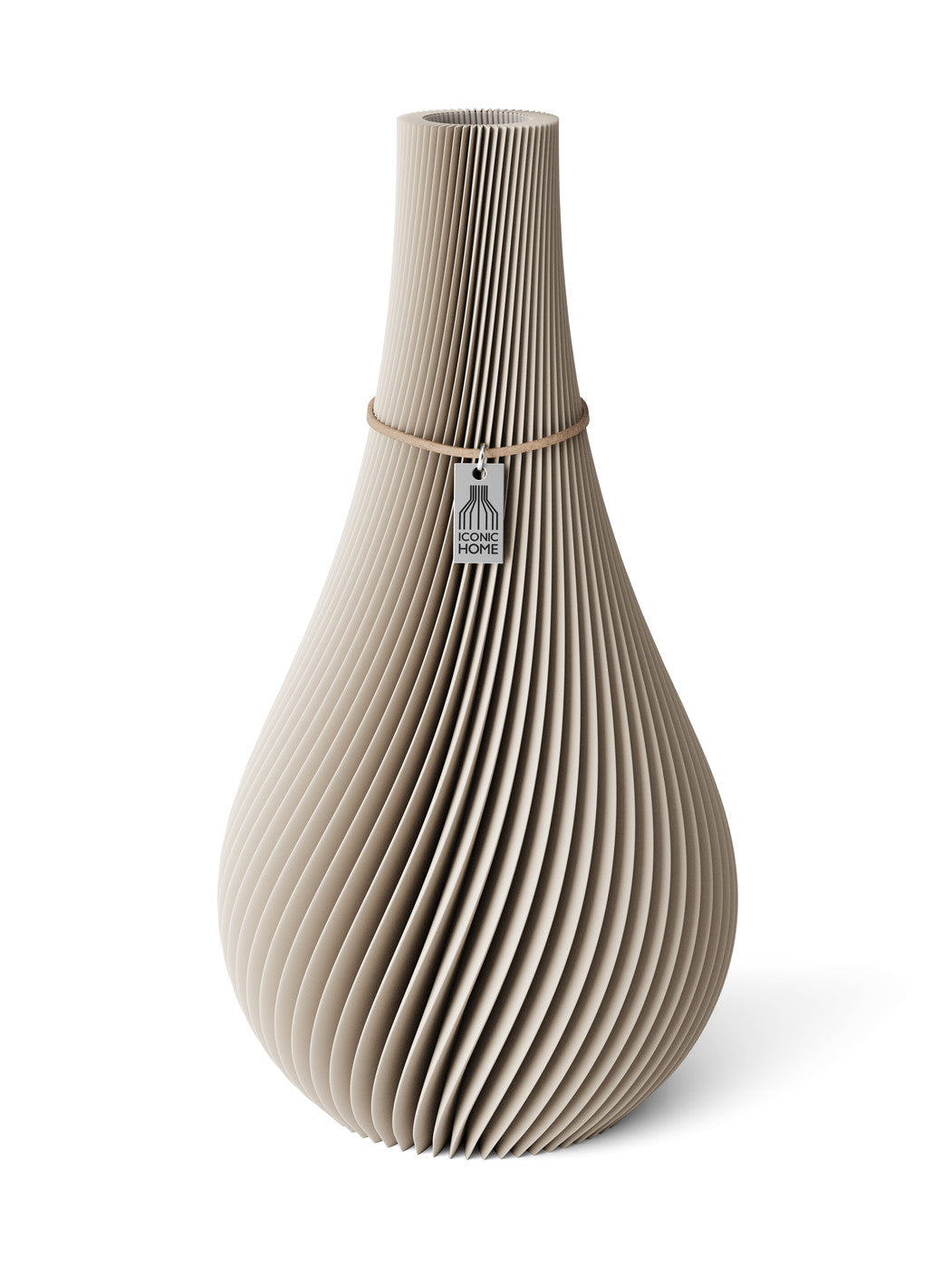Vase Twist Cozy Greige 32 cm ICONIC HOME Naturfarbenes Band