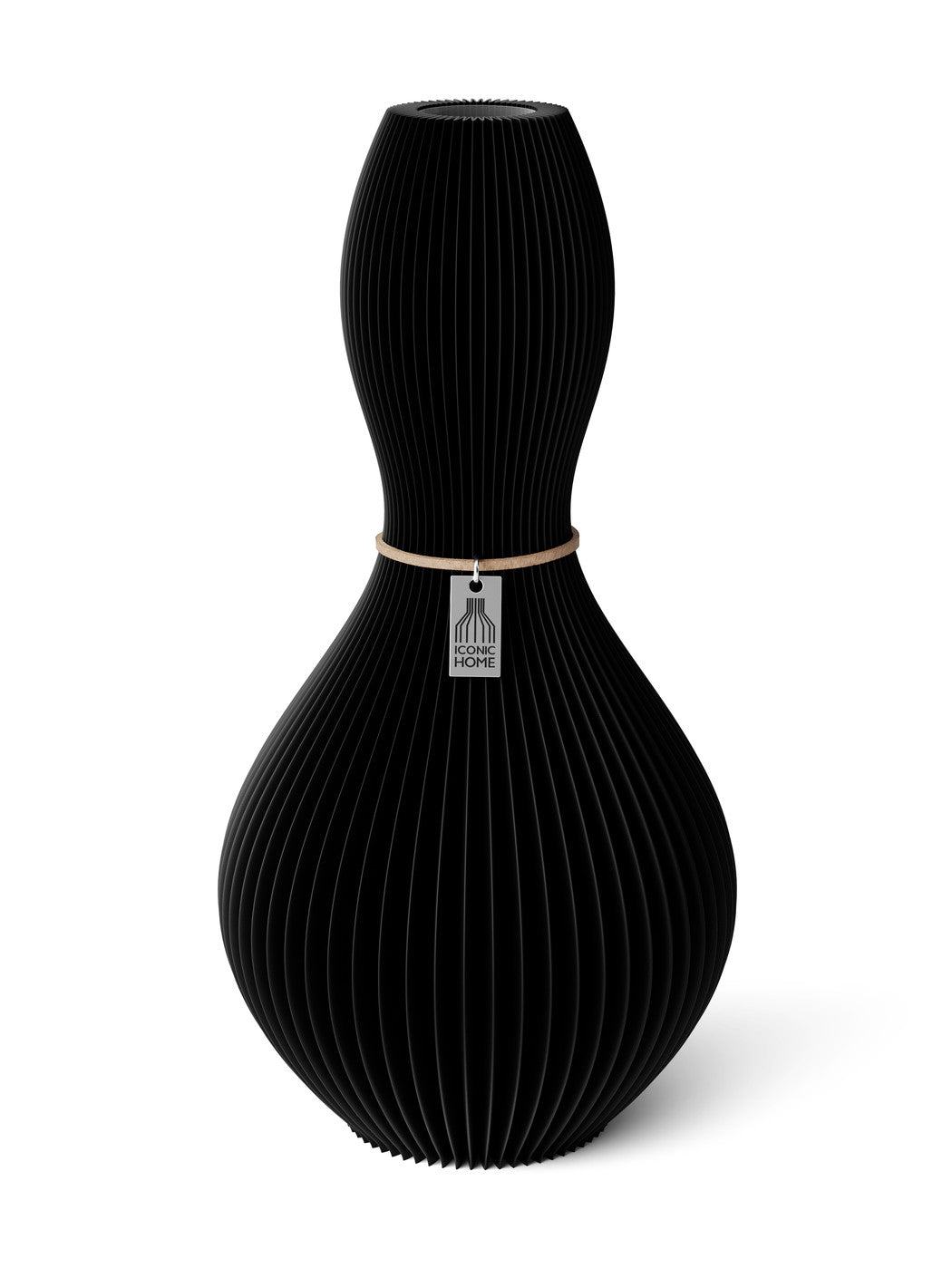 Vase Shape Deep Black 32 cm ICONIC HOME Naturfarbenes Band