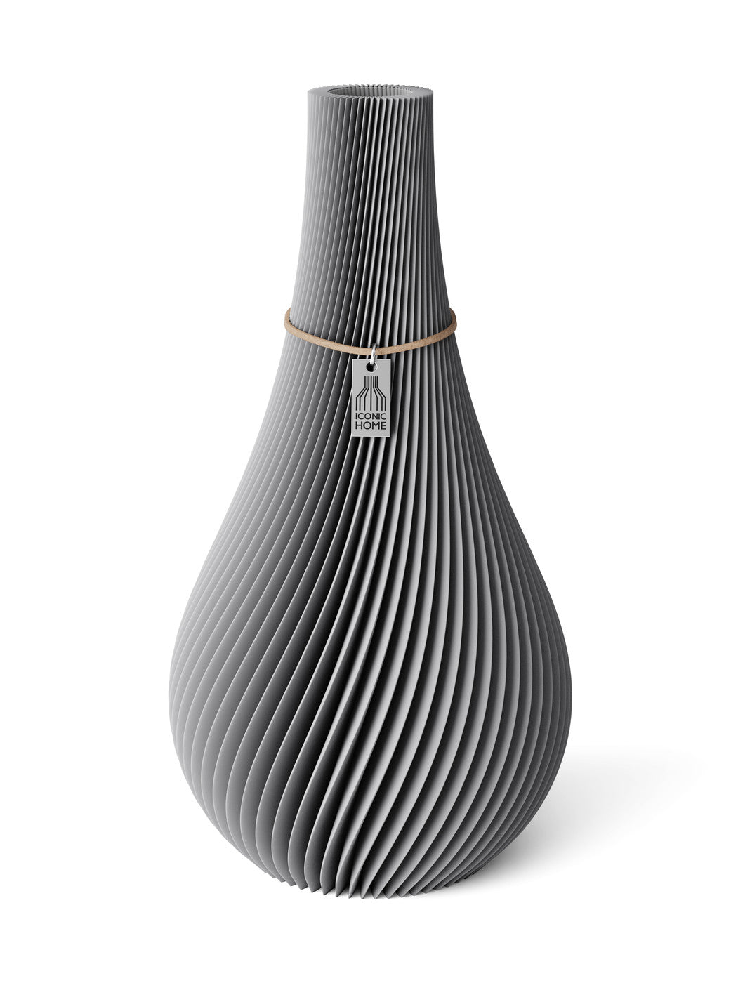 Vase Twist Dreamy Gray 32 cm ICONIC HOME Naturfarbenes Band