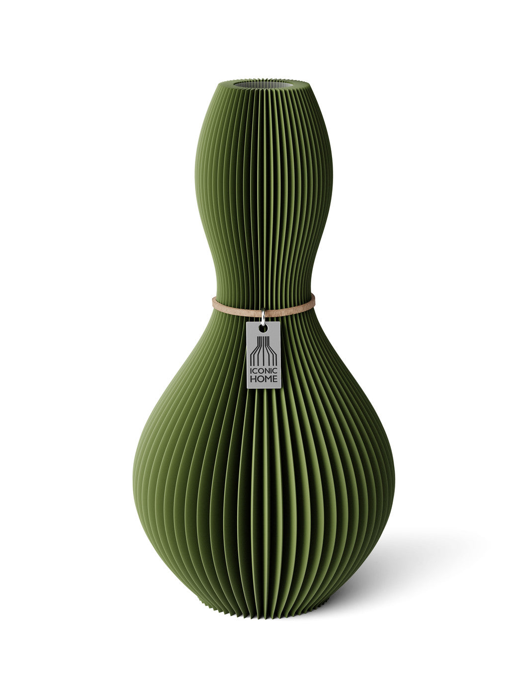 Vase Shape Moss Green 24 cm ICONIC HOME Naturfarbenes Band