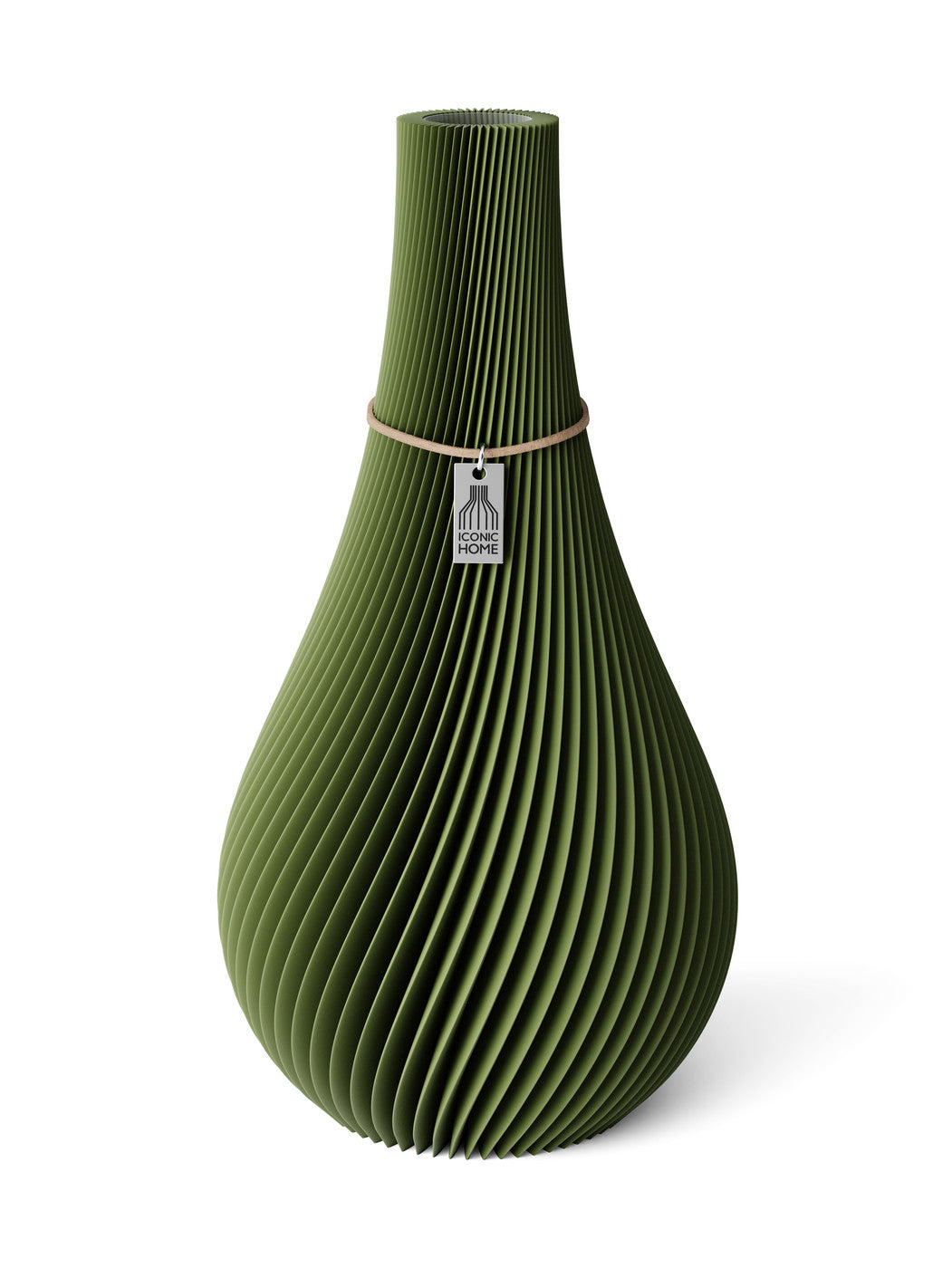 Vase Twist Moss Green 32 cm ICONIC HOME Naturfarbenes Band