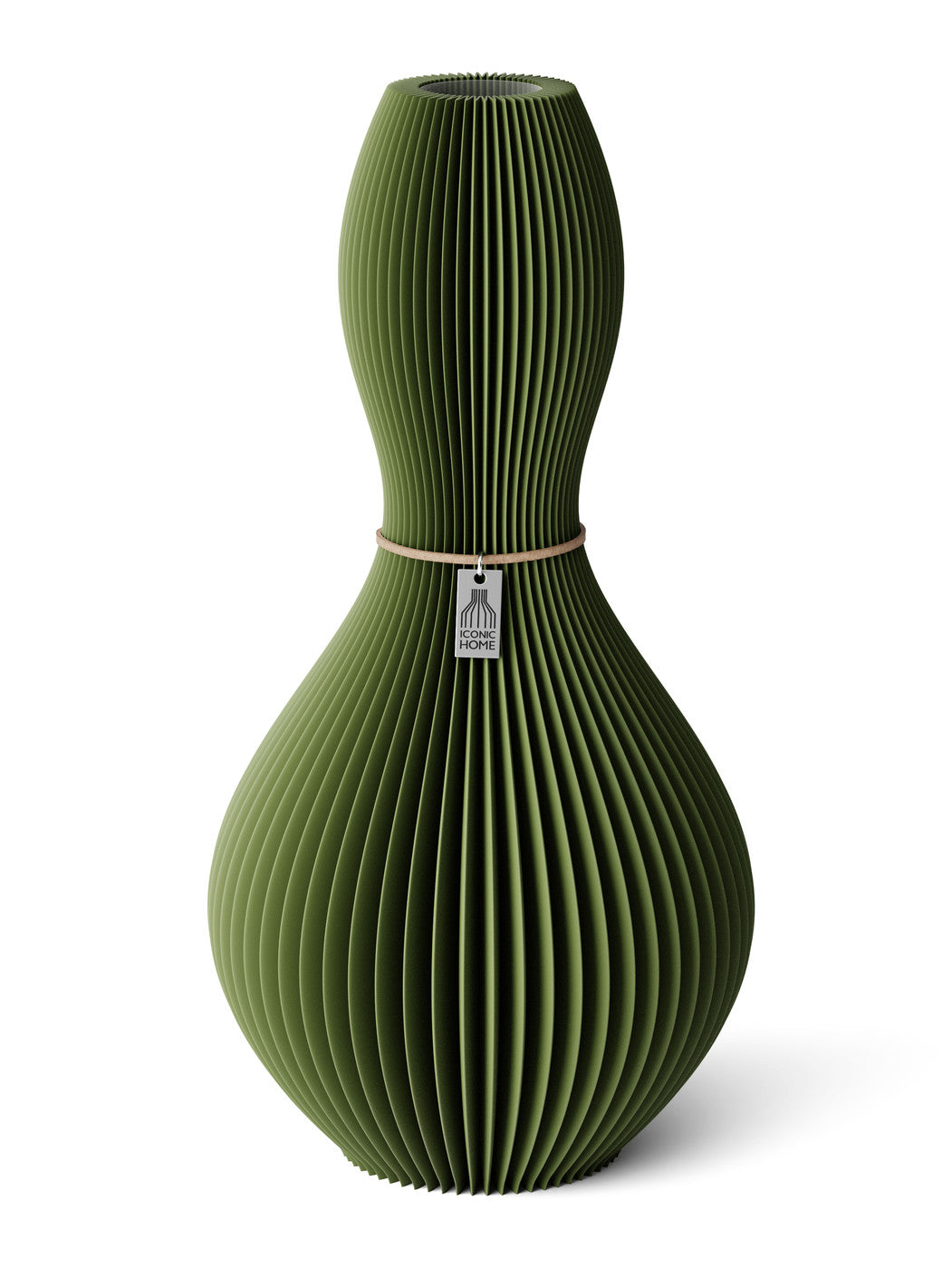 Vase Shape Moss Green 38 cm ICONIC HOME Naturfarbenes Band