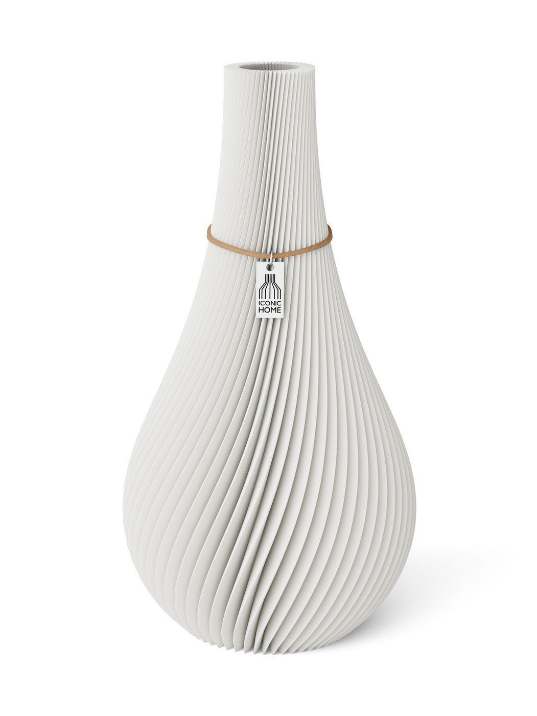 Vase Twist Pure White 32 cm ICONIC HOME Naturfarbenes Band
