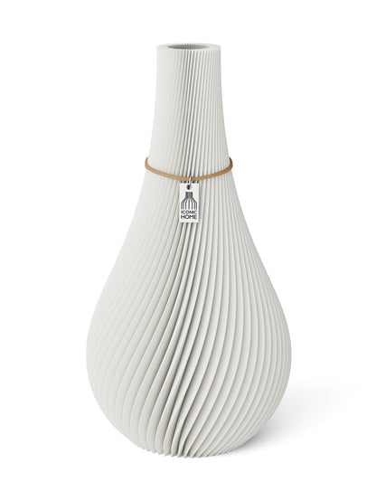 Vase Twist Pure White 32 cm ICONIC HOME Naturfarbenes Band