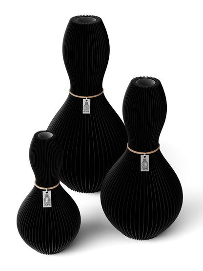 3 Vasen Set Shape Deep Balck ICONIC HOME Naturfarbenes Band