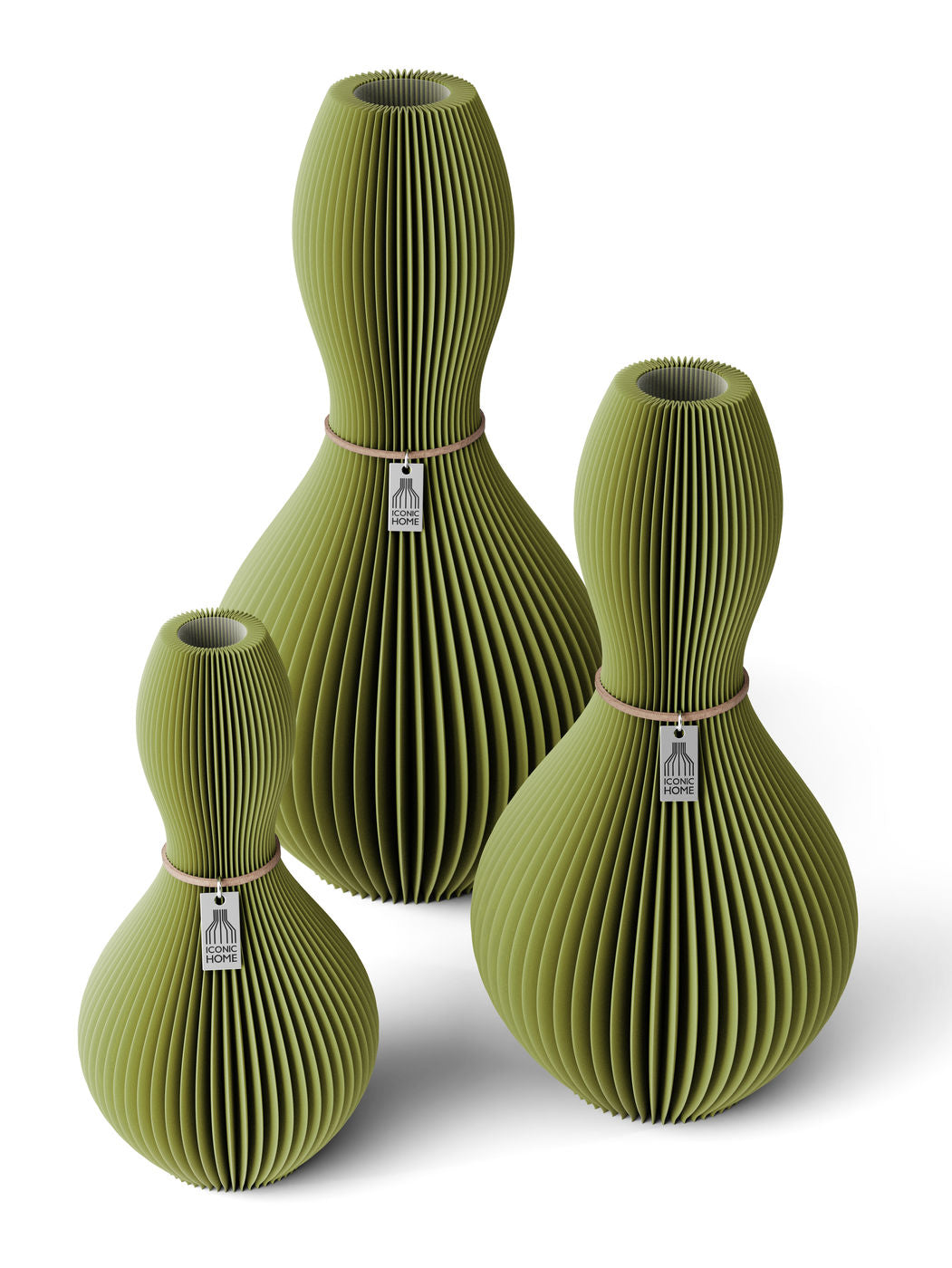 ICONIC HOME Vase Shape Set aus 3 Vasen in Matcha Green