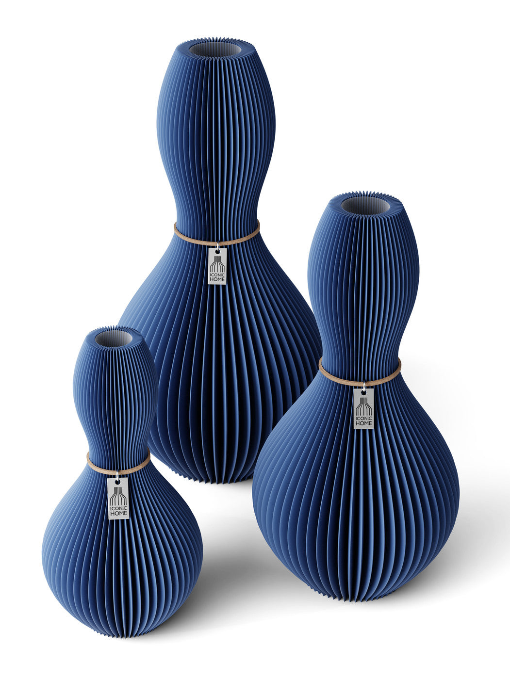 3er-Set Vase Shape Sea Blue ICONIC HOME