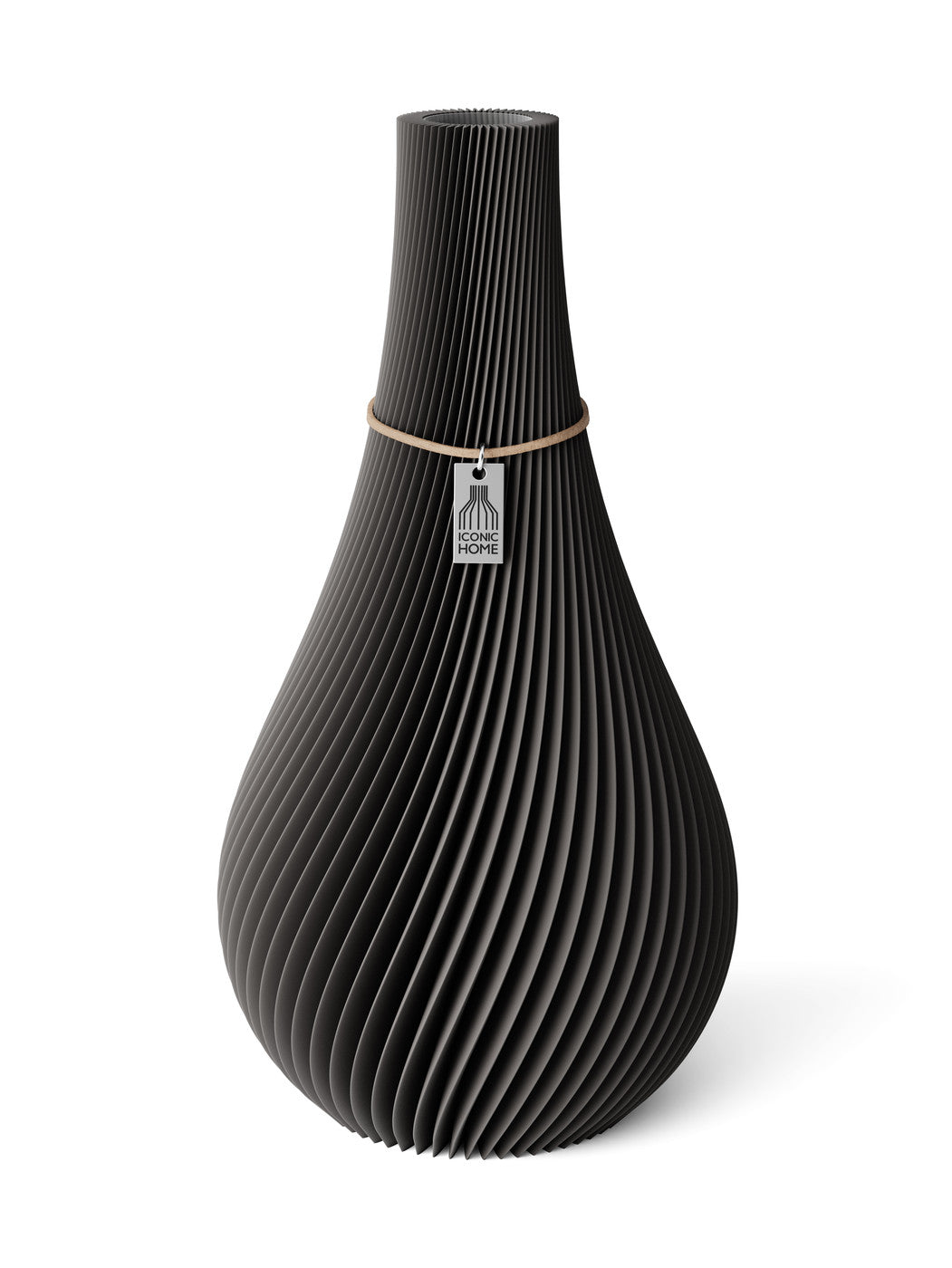 Vase Twist Stormy Gray 32 cm ICONIC HOME Naturfarbenes Band