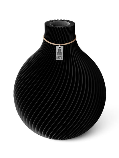 Vase Sphere Deep Black 26 cm ICONIC HOME Naturfarbenes Band