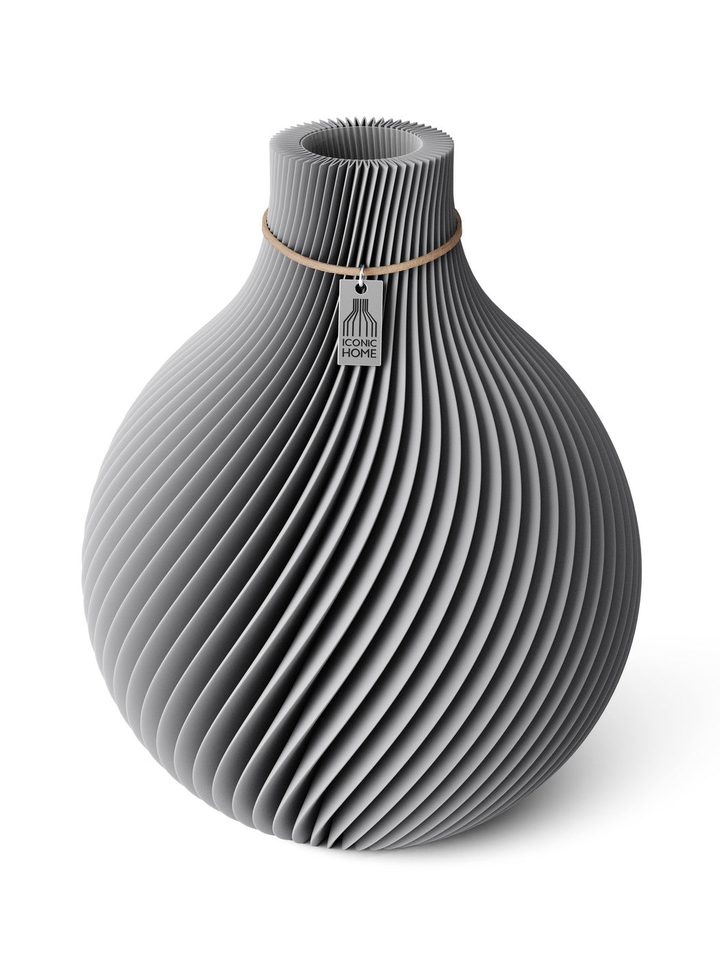 Vase Sphere Dreamy Gray 26 cm ICONIC HOME Naturfarbenes Band